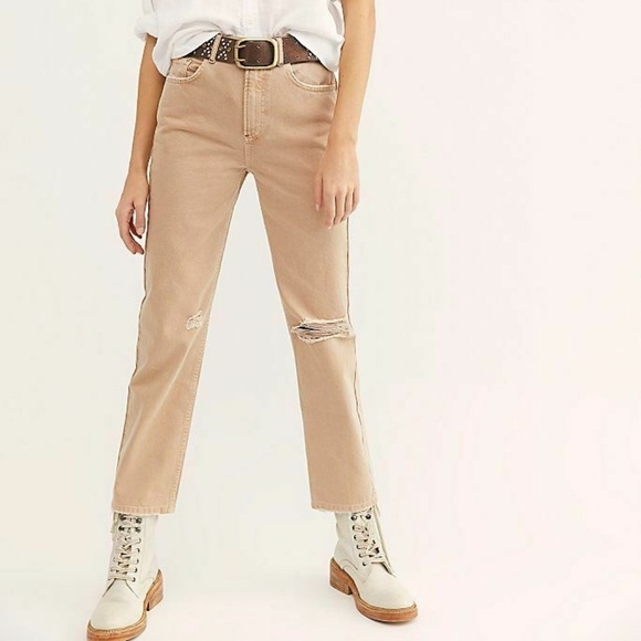 We The Free Denim - We the Free Free People Dakota Straight Leg Jeans Women 30 Cafe Au Lait Beige